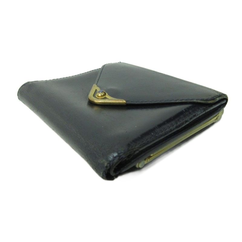 Cartier Sapphire Line Bifold Wallet Clasp Leather Black 1030