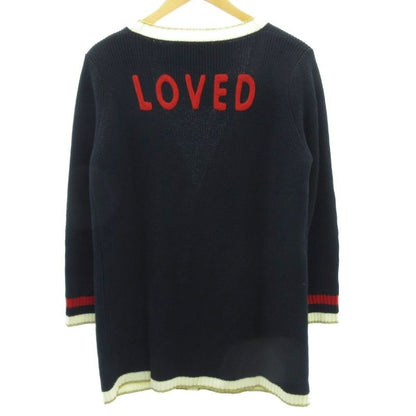 Gucci Embroidery Pearl Button Knit Cardigan Loved GG 467691 Navy L AA