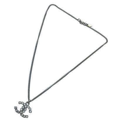 Chanel Necklace Coco Mark Silver X Clear