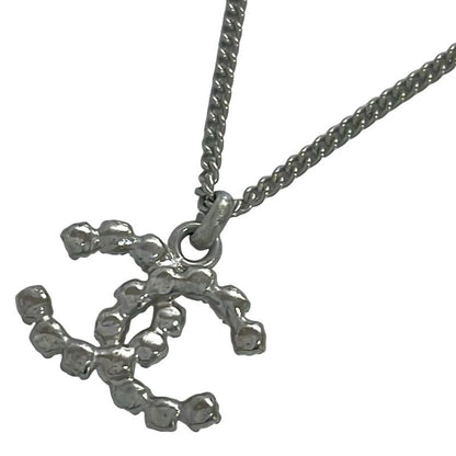 Chanel Necklace Coco Mark Silver X Clear