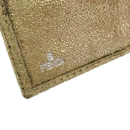 Fendi Bifold Wallet With Zucchino Pattern Gold And Silver Lamé Leather