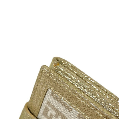 Fendi Bifold Wallet With Zucchino Pattern Gold And Silver Lamé Leather