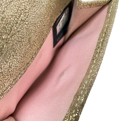 Fendi Bifold Wallet With Zucchino Pattern Gold And Silver Lamé Leather