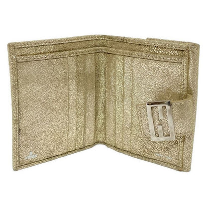 Fendi Bifold Wallet With Zucchino Pattern Gold And Silver Lamé Leather