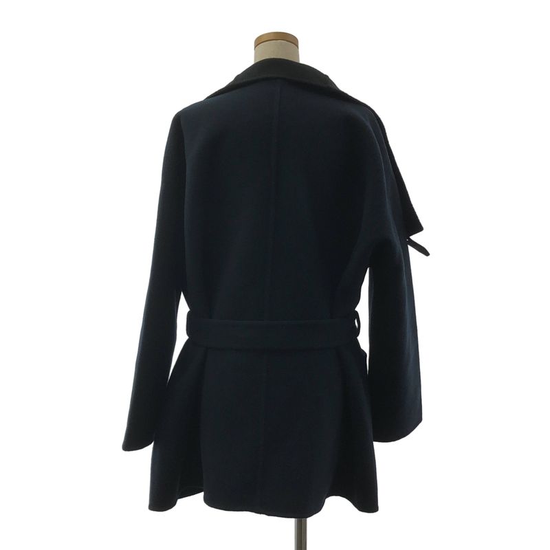 Hermes | 2023aw | Cashmere High Neck Belted Gown Coat | 40 | Navy | Women