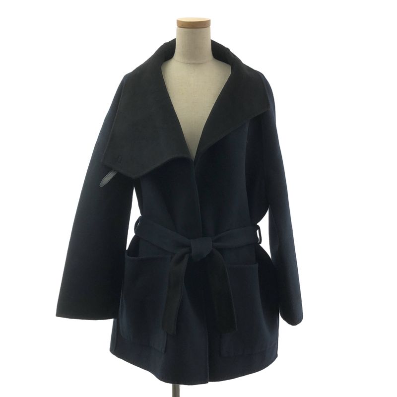 Hermes | 2023aw | Cashmere High Neck Belted Gown Coat | 40 | Navy | Women