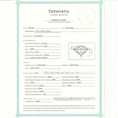 Tiffany & Co Stud 043ct I-vvs1-ex Diamond Necklace Pt950