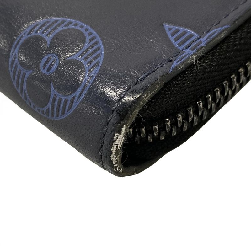 Louis Vuitton Long Wallet Monogram-shadow Zippy Wallet Vertical M80423 Navy
