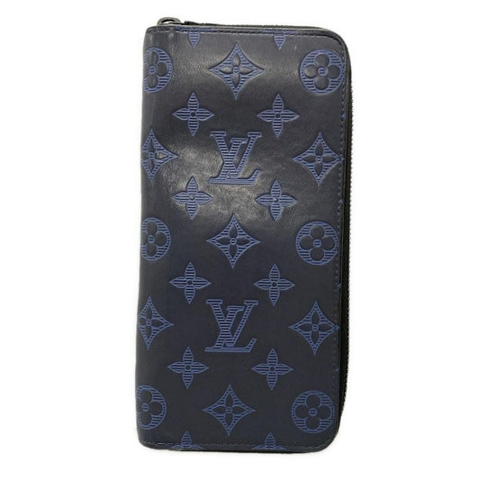 Louis Vuitton Long Wallet Monogram-shadow Zippy Wallet Vertical M80423 Navy