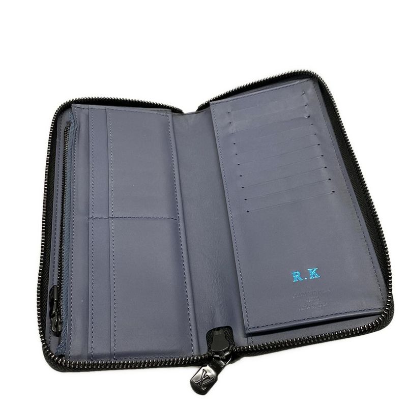 Louis Vuitton Long Wallet Monogram-shadow Zippy Wallet Vertical M80423 Navy