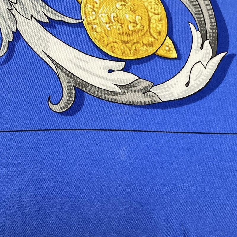 Hermes Scarf Carré 90 Blue Gray And Multi Le Mors A La Conetable Silk