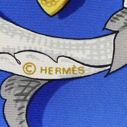 Hermes Scarf Carré 90 Blue Gray And Multi Le Mors A La Conetable Silk