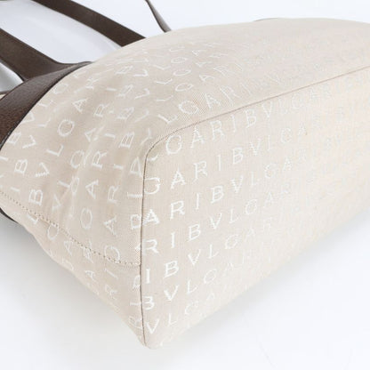 Bulgari Logomania Leather Canvas Tote Bag Shoulder Hand Women's EEM Cr16-2