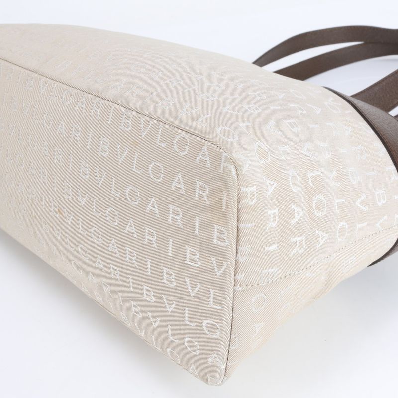 Bulgari Logomania Leather Canvas Tote Bag Shoulder Hand Women's EEM Cr16-2