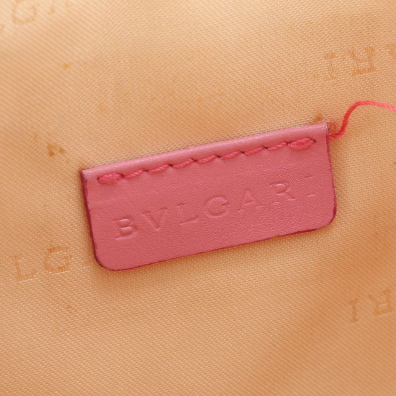 Bulgari Logomania Leather Canvas Shoulder Bag Crossbody Hand Tote Pink Women
