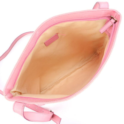 Bulgari Logomania Leather Canvas Shoulder Bag Crossbody Hand Tote Pink Women