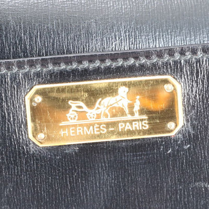 Hermes 00L Mark Box Calf Leather Dolly Clutch Bag Second Pouch Black Gold