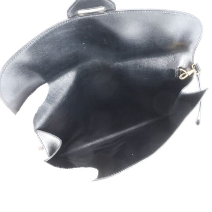 Hermes 00L Mark Box Calf Leather Dolly Clutch Bag Second Pouch Black Gold