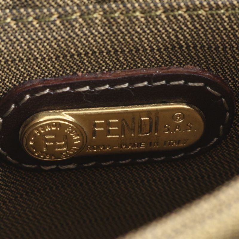 Fendi Zucca Canvas Leather Shoulder Bag Shoulder Hand Genuine Leather Brown