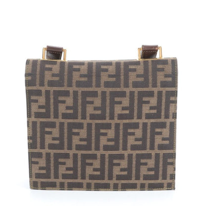 Fendi Zucca Canvas Leather Shoulder Bag Shoulder Hand Genuine Leather Brown