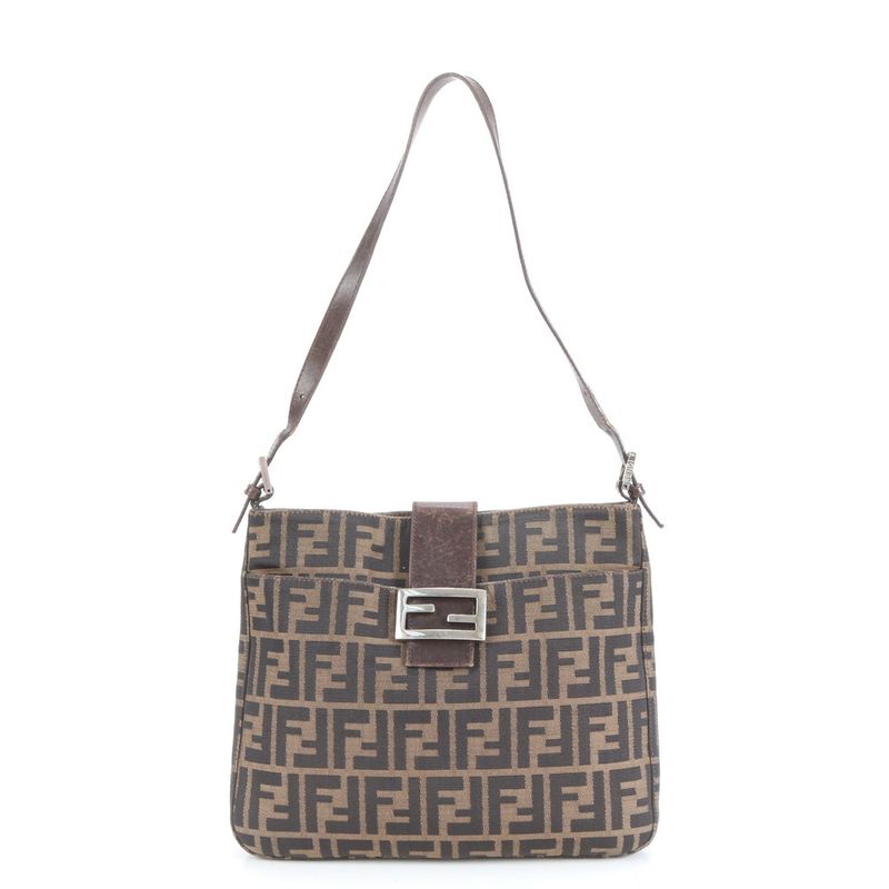 Vintage Fendi Zucca Mamma Baguette Bucket Leather Shoulder Bag Shoulder Tote