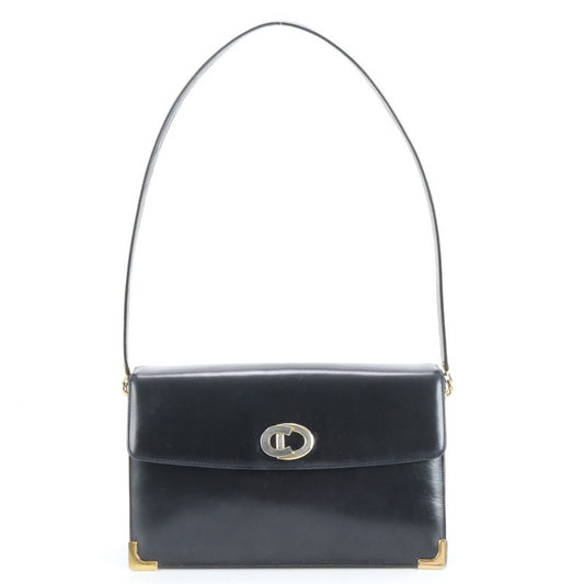 Vintage Christian Dior Leather Shoulder Bag Shoulder One Shoulder Black Women