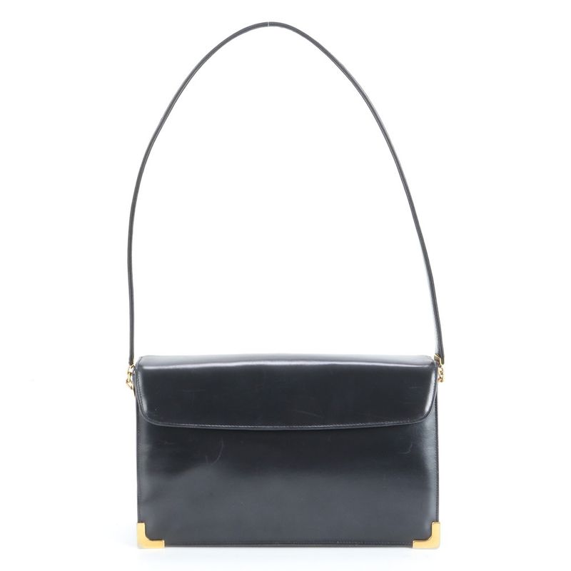 Vintage Christian Dior Leather Shoulder Bag Shoulder One Shoulder Black Women