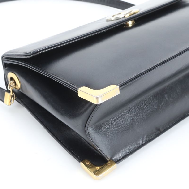 Vintage Christian Dior Leather Shoulder Bag Shoulder One Shoulder Black Women