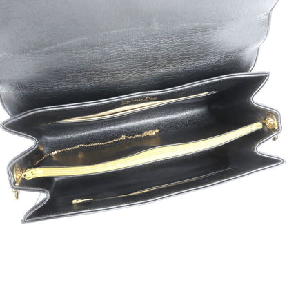 Vintage Christian Dior Leather Shoulder Bag Shoulder One Shoulder Black Women