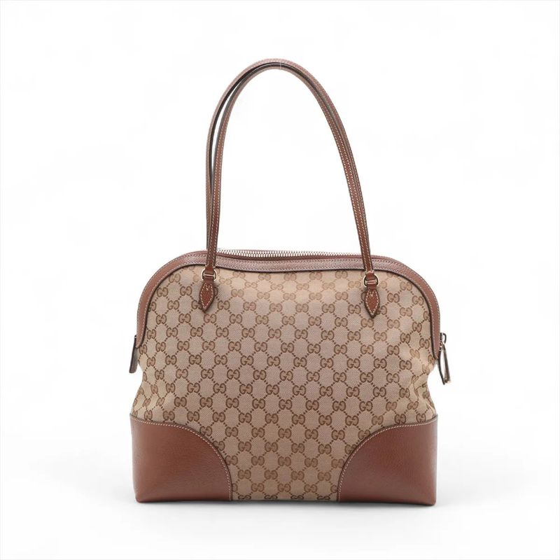 Gucci GG Canvas Bree 323673 Leather Tote Bag Shoulder Hand Brown Women's MMM