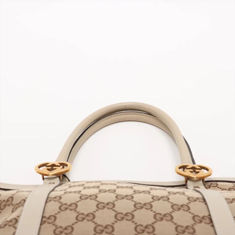 Gucci GG Canvas Lovely Heart Leather Tote Bag Shoulder Hand A4 257069 Women's