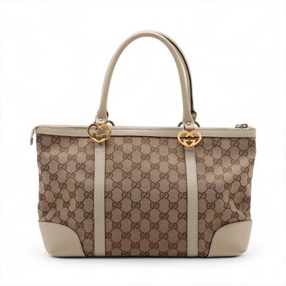 Gucci GG Canvas Lovely Heart Leather Tote Bag Shoulder Hand A4 257069 Women's