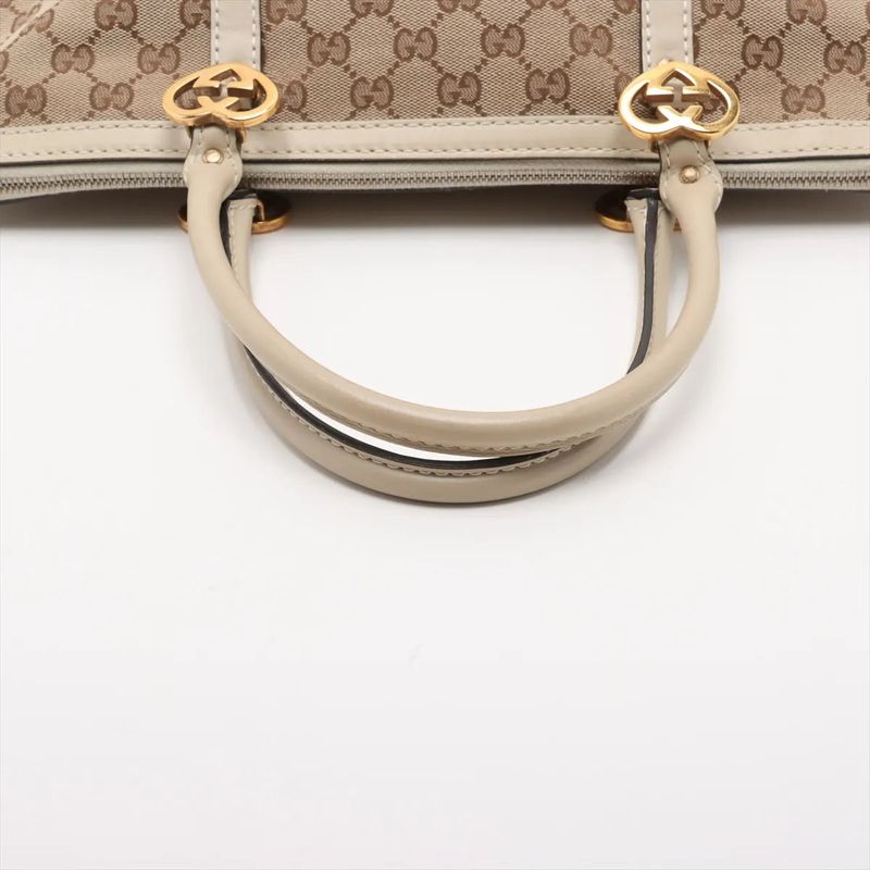 Gucci GG Canvas Lovely Heart Leather Tote Bag Shoulder Hand A4 257069 Women's