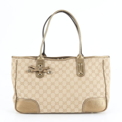 Gucci GG Canvas Princy Leather Tote Bag Shoulder Hand A4 Beige 163805 Women's