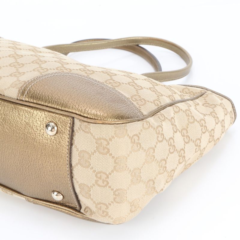 Gucci GG Canvas Princy Leather Tote Bag Shoulder Hand A4 Beige 163805 Women's
