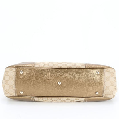 Gucci GG Canvas Princy Leather Tote Bag Shoulder Hand A4 Beige 163805 Women's