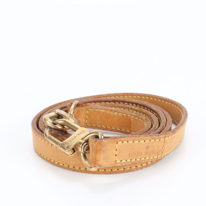 Louis Vuitton Leather Shoulder Strap Nubuck Crossbody Shoulder Bag Brown Gold