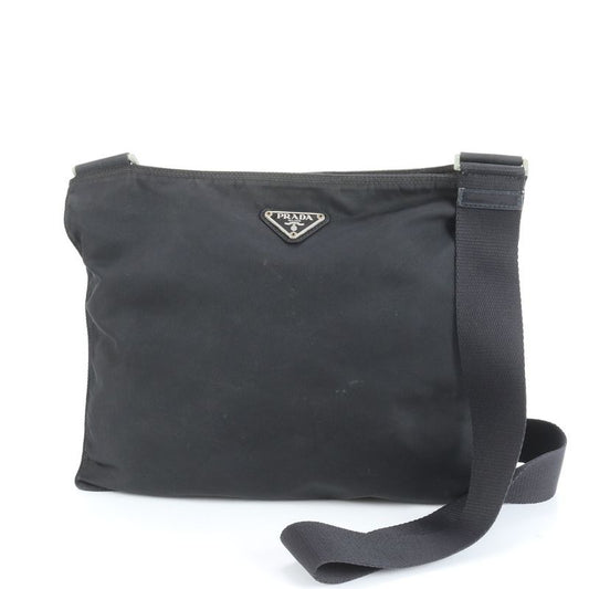 Prada Tessuto Nylon Triangle Logo Leather Shoulder Bag Crossbody Messenger