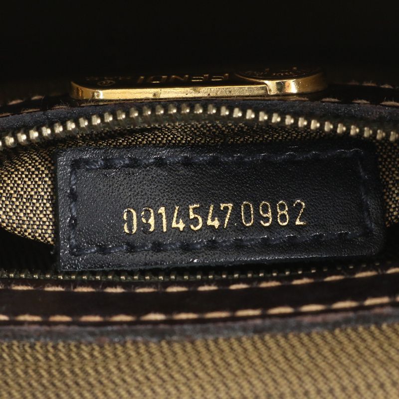 Vintage Fendi Zucca Leather Brown 2WAY Shoulder Bag Crossbody Hand Tote Women's