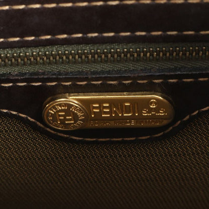 Vintage Fendi Zucca Leather Brown 2WAY Shoulder Bag Crossbody Hand Tote Women's