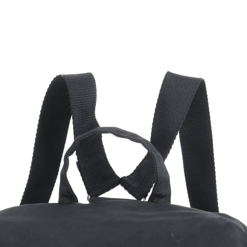 Prada Tessuto Nylon Triangle Logo Leather Backpack Sac Backpack Black Genuine