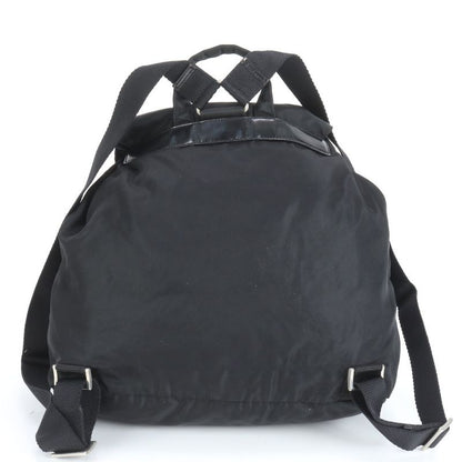 Prada Tessuto Nylon Triangle Logo Leather Backpack Sac Backpack Black Genuine