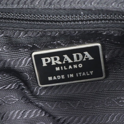 Prada Tessuto Nylon Triangle Logo Leather Backpack Sac Backpack Black Genuine