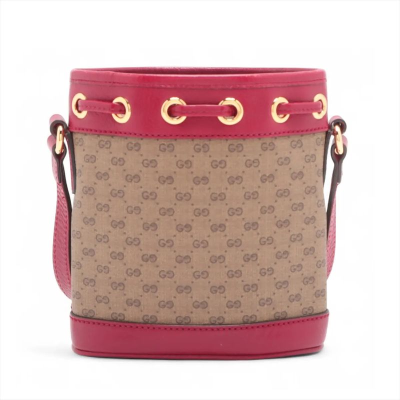 Gucci X Doraemon Collaboration Micro GG Mini Bucket 647801 Leather Shoulder Bag