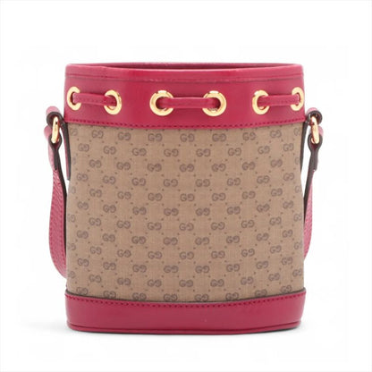 Gucci X Doraemon Collaboration Micro GG Mini Bucket 647801 Leather Shoulder Bag