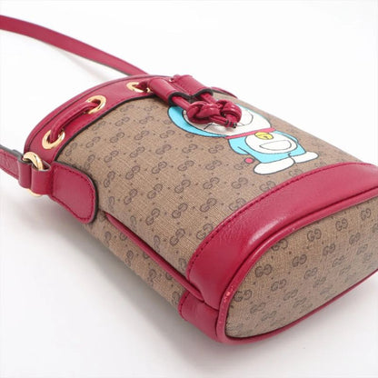 Gucci X Doraemon Collaboration Micro GG Mini Bucket 647801 Leather Shoulder Bag