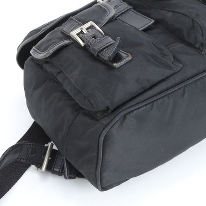 Prada Triangle Logo Tessuto Nylon Leather Backpack Sac Backpack Black Women EEE