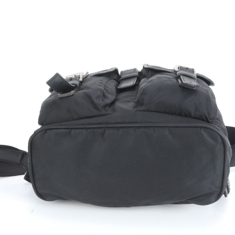 Prada Triangle Logo Tessuto Nylon Leather Backpack Sac Backpack Black Women EEE