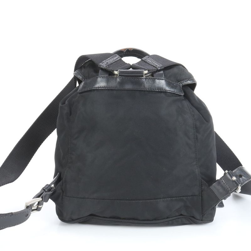 Prada Triangle Logo Tessuto Nylon Leather Backpack Sac Backpack Black Women EEE