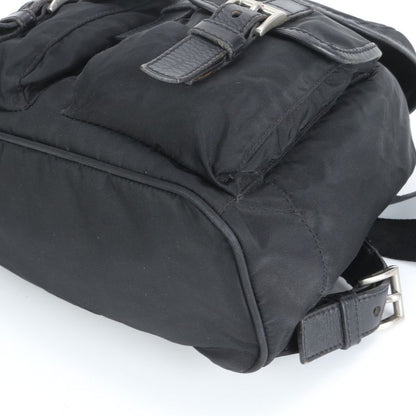 Prada Triangle Logo Tessuto Nylon Leather Backpack Sac Backpack Black Women EEE